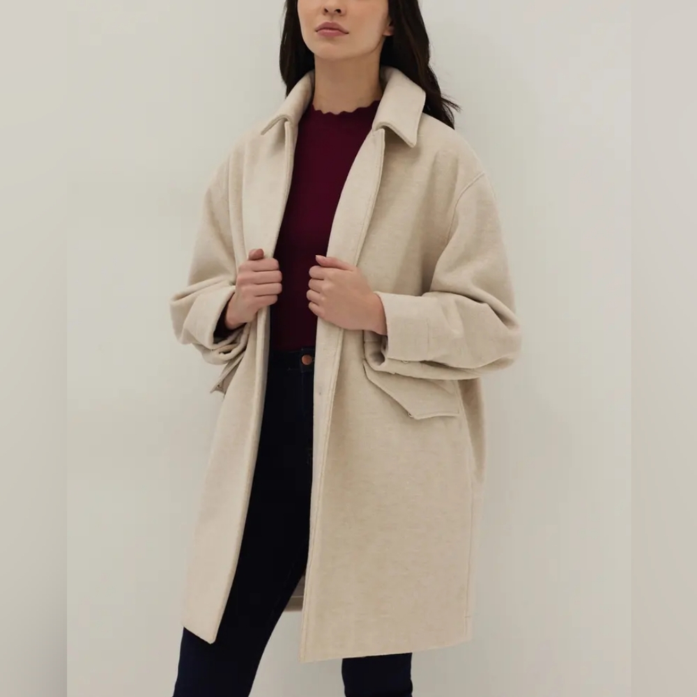 Love Bonito Zoey Heavyweight Cocoon Coat - Oat, XS